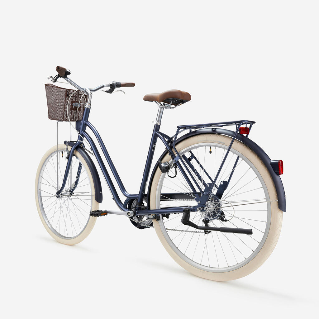 Mestský bicykel Elops 520 so zníženým rámom džínovo modrý
