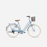 Fully-equipped, 6-speed low frame city bike, light blue