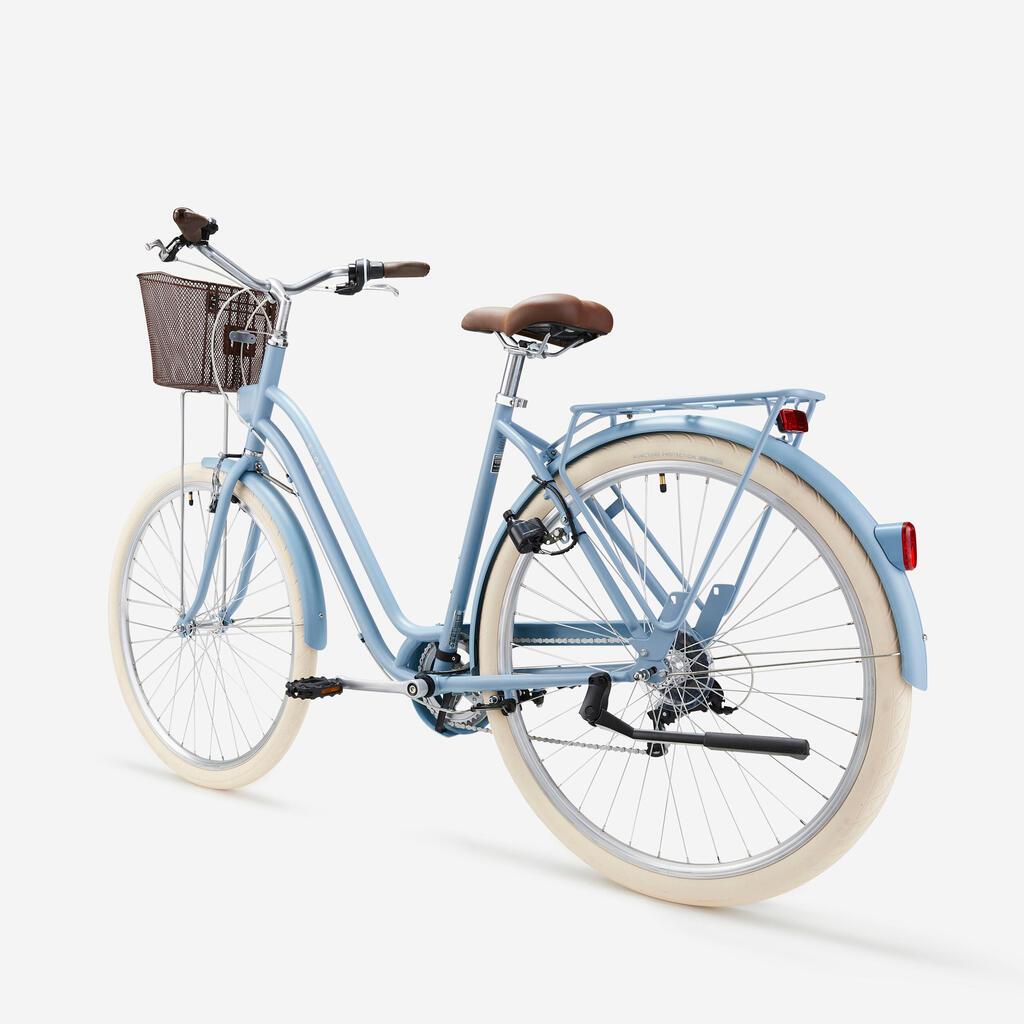Mestský bicykel Elops 520 so zníženým rámom džínovo modrý