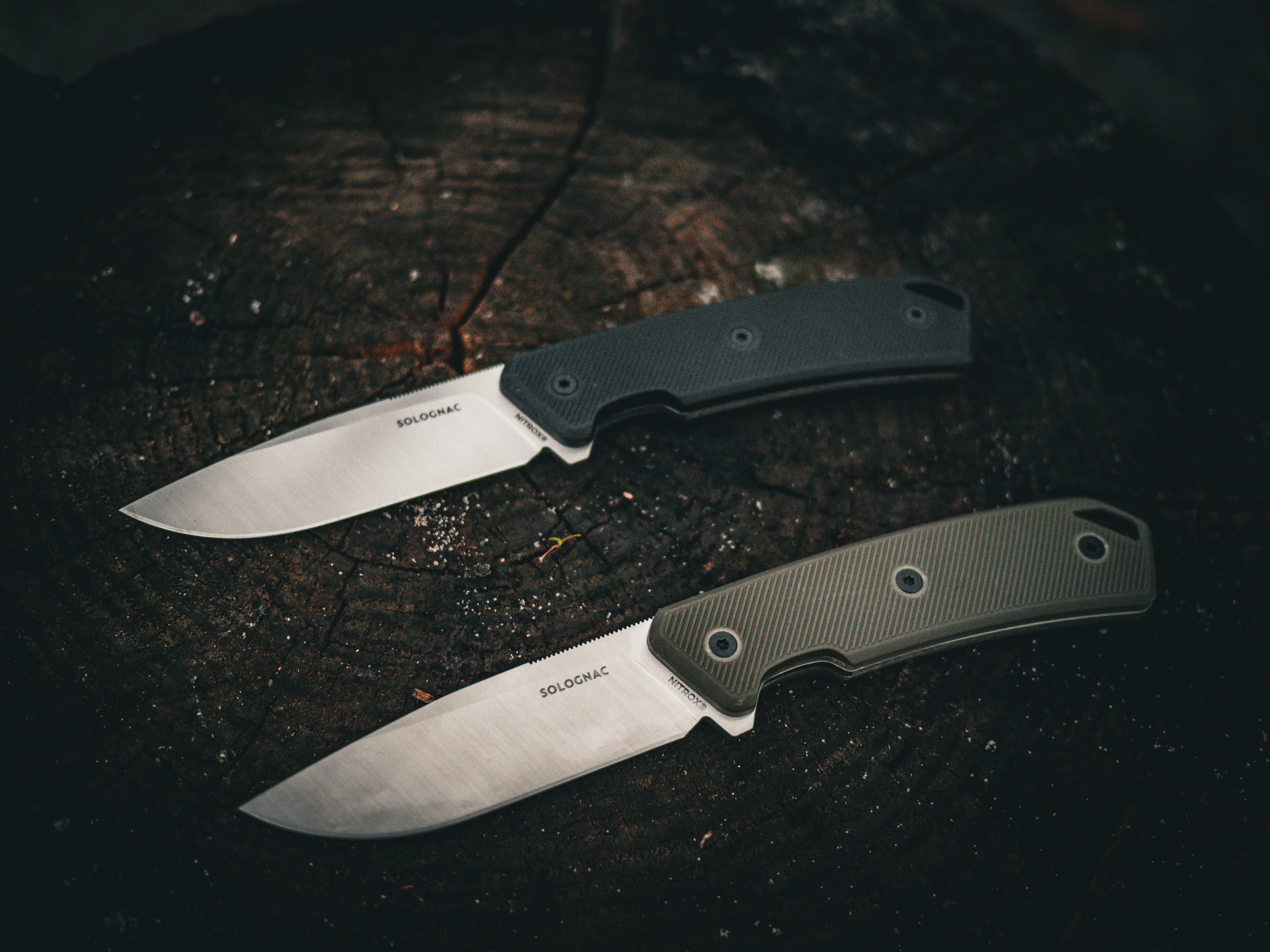 Hunting Knife Fixed Blade 9cm - Sika 90 FR Grip Khaki - SOLOGNAC