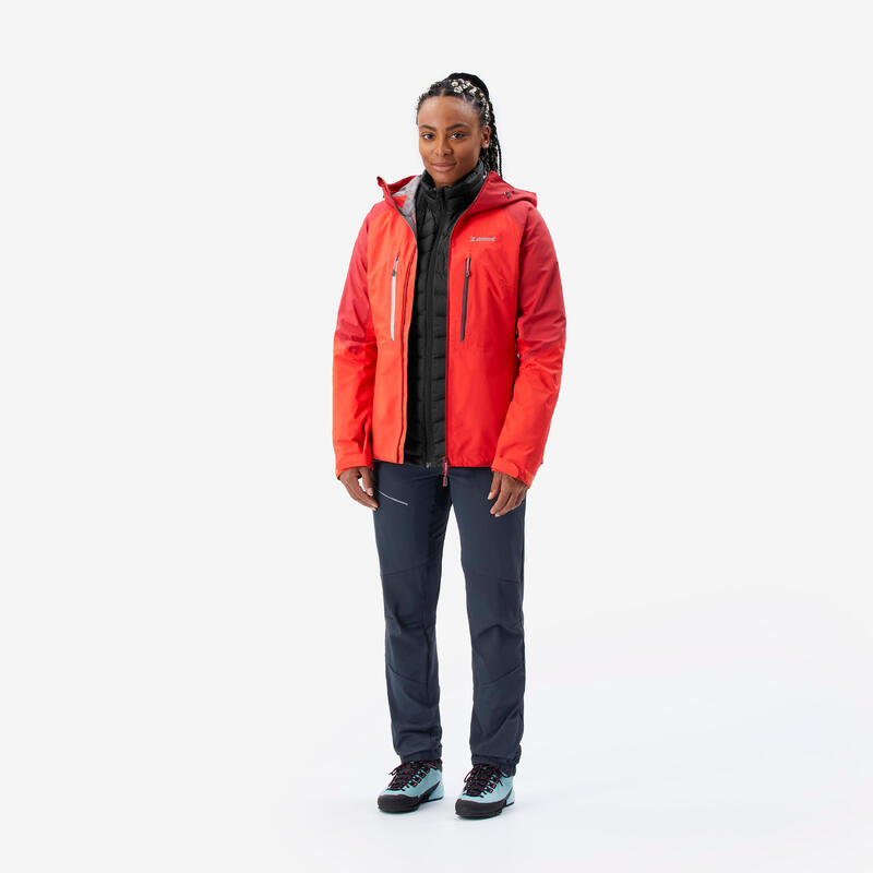 Waterdichte jas voor bergsport dames Alpinism Light rood