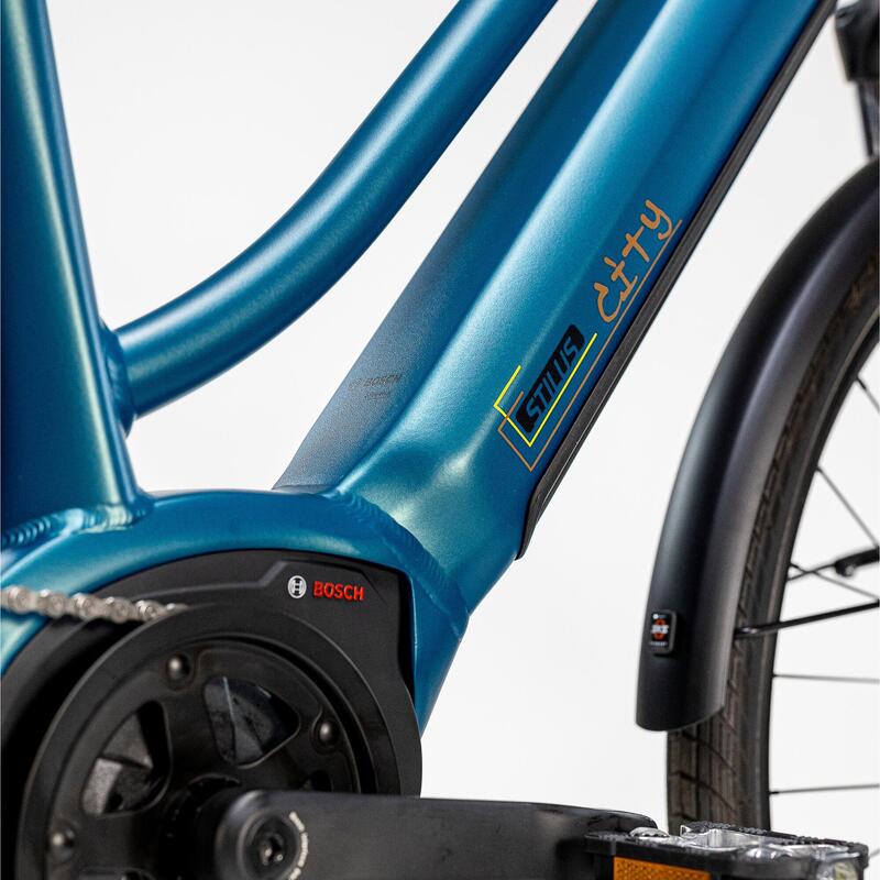 E-Bike City Bike Mittelmotor Stilus City blau 