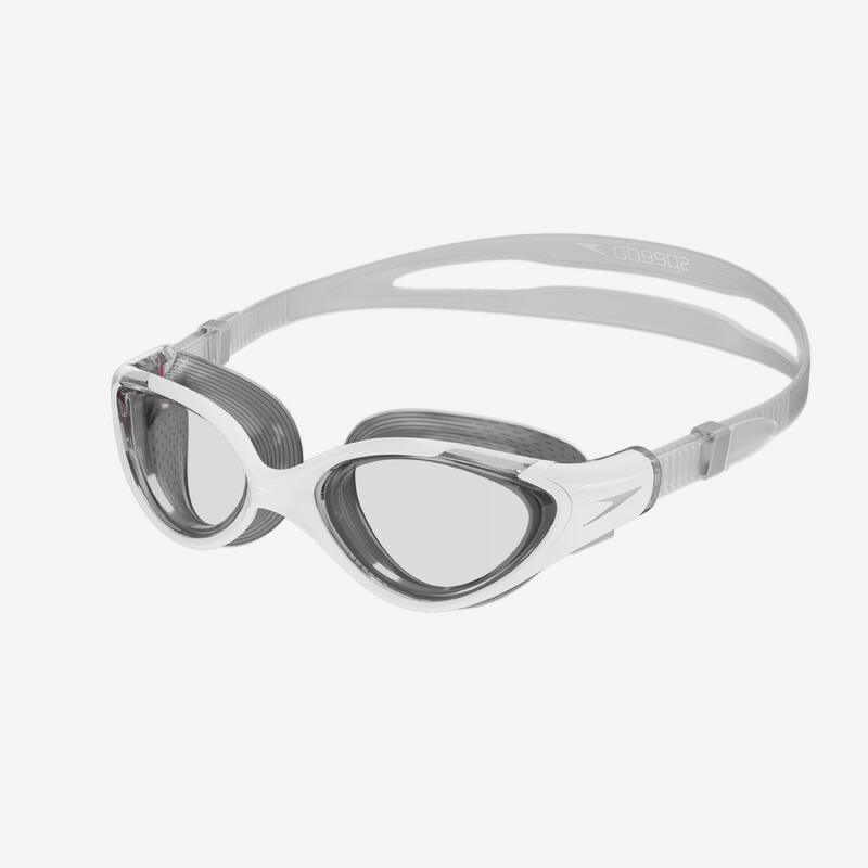 Schwimmbrille Damen klare Gläser - Speedo Biofuse 2.0 weiss/grau