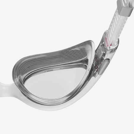 Moteriški plaukimo akiniai „Speedo Biofuse 2.0“, balti, pilki