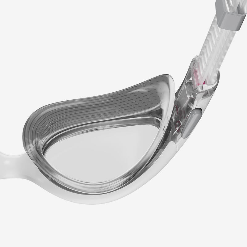 Schwimmbrille Damen klare Gläser - Speedo Biofuse 2.0 weiss/grau