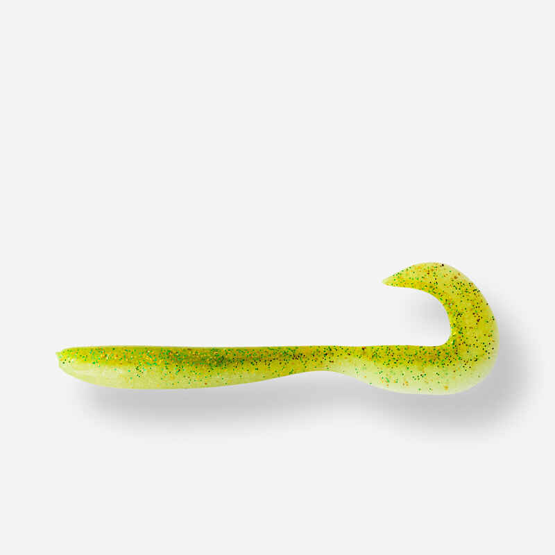 GRUB SHAPED SOFT LURE WITH ATTRACTANT WXM YUBARI GRB 90 CHARTREUSE