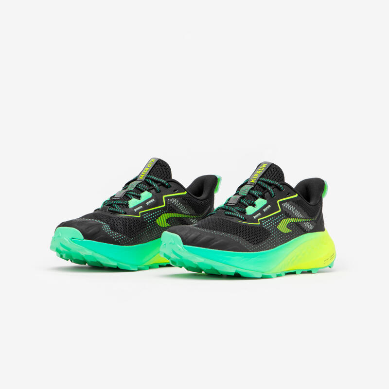 Scarpe trail e cross country bambino K 500 GRIP nero-verde