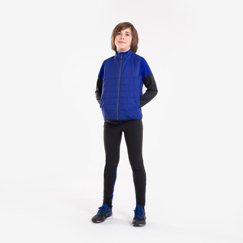 Waterdichte 3-in-1 hardloopjas met uitneembare bodywarmer voor kinderen blauw