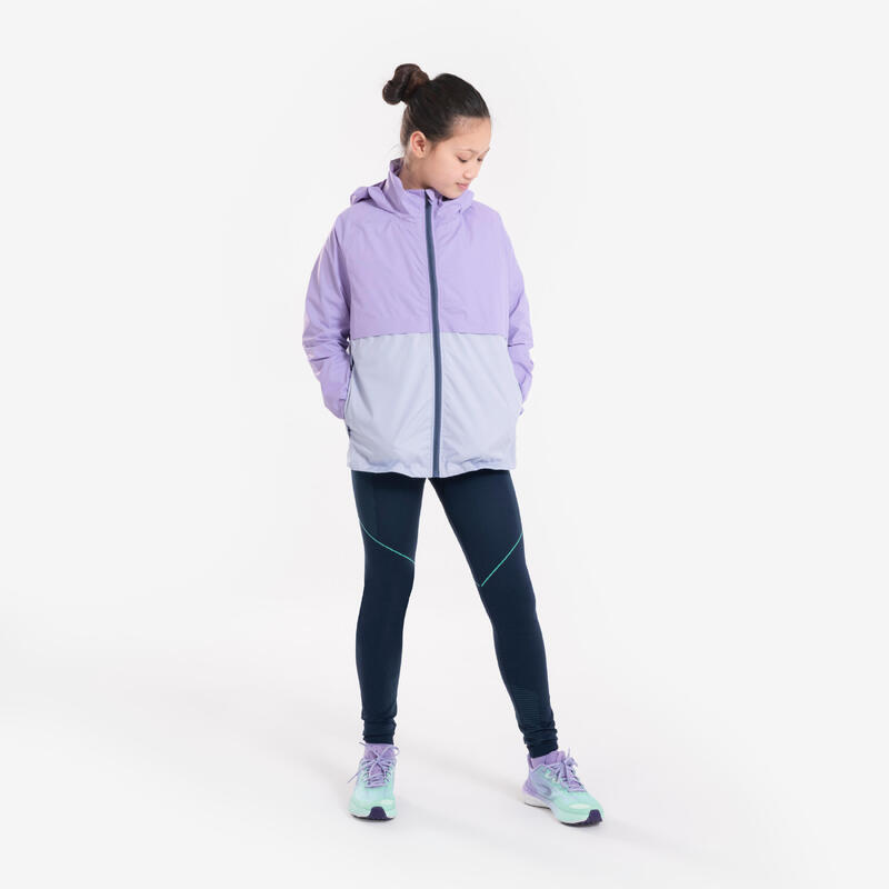 Laufjacke Kinder 3-in-1 wasserdicht herausnehmbare Innenjacke - lila 