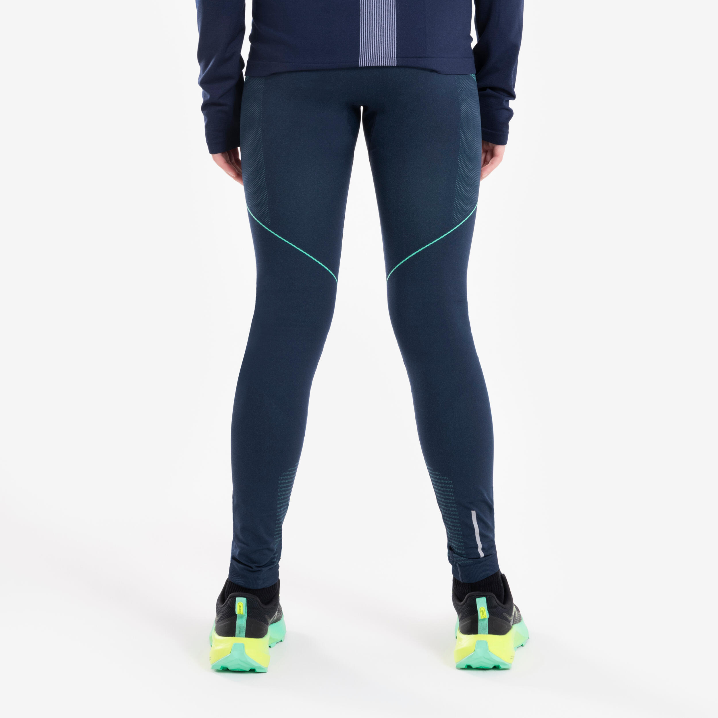 Leggings de corrida Criança sem costura - KIPRUN CARE 500 Marinho verde 2/12