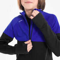 Children's long-sleeved warm running t-shirt, WARM+ 900 black/blue