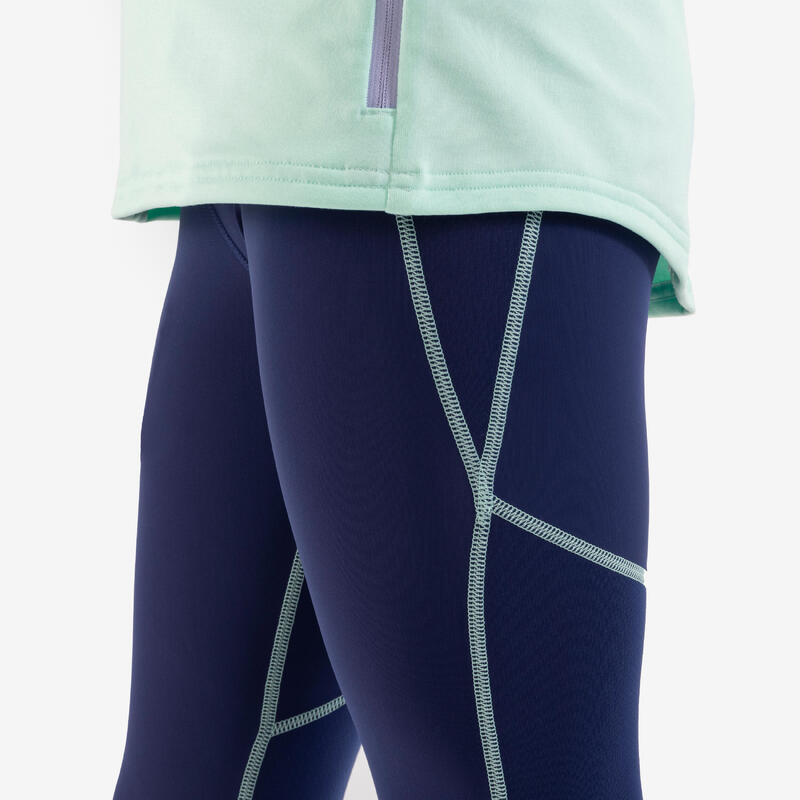 Leggings running bambina DRY+ 900 blu-verde