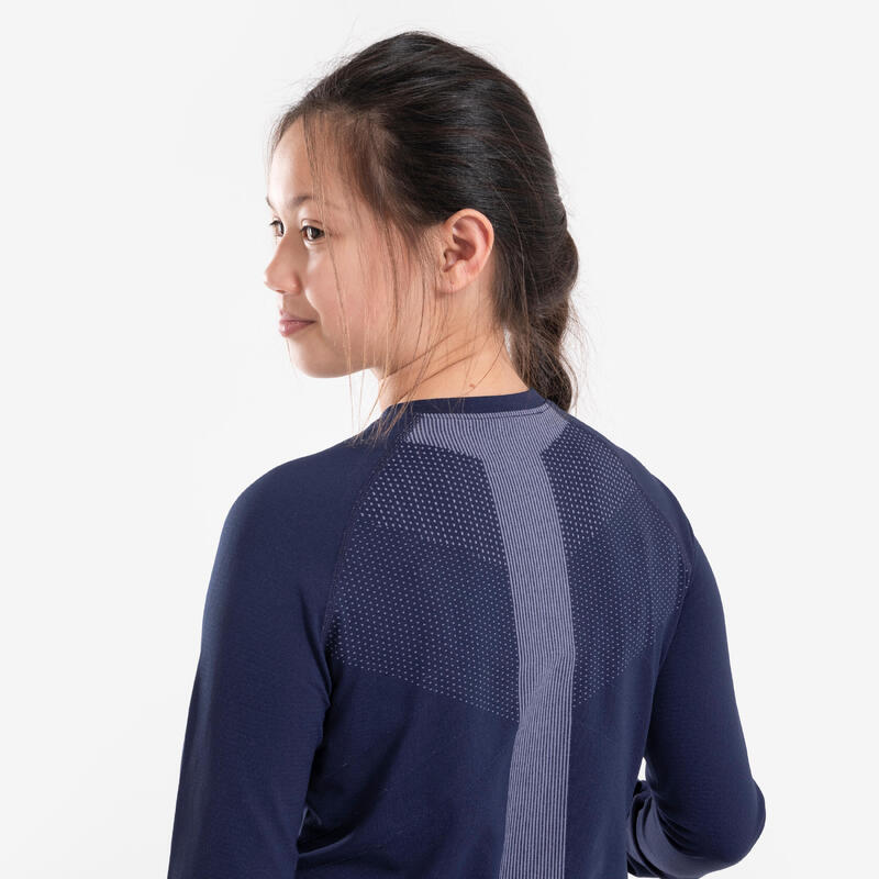 Maglia manica lunga running bambino SKINCARE blu-grigio