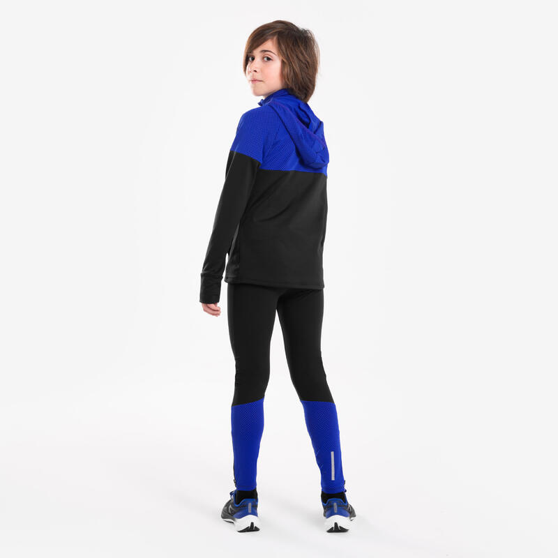 Collant de running Enfant zippé, KIPRUN DRY+ 900 noir