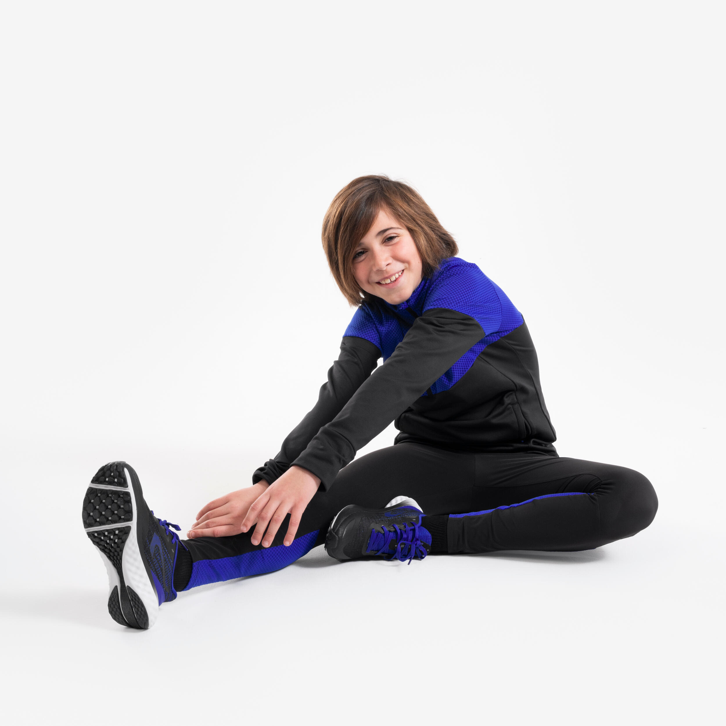 Children's running tights with zip, KIPRUN DRY+ 900 black