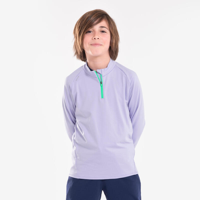Laufshirt langarm Kinder 1/2 Reissverschluss - 100 Warm grau 