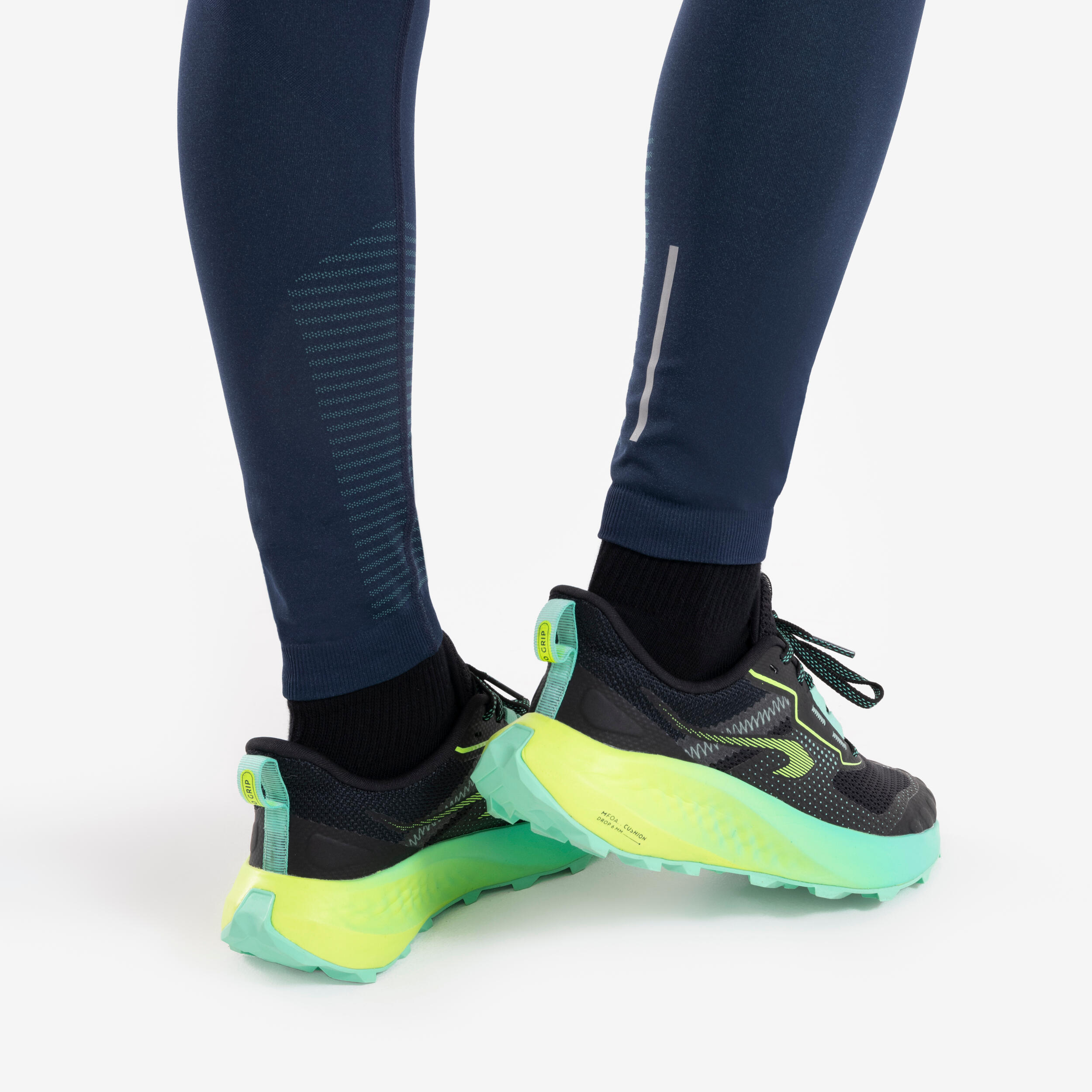 Leggings de corrida Criança sem costura - KIPRUN CARE 500 Marinho verde 6/12