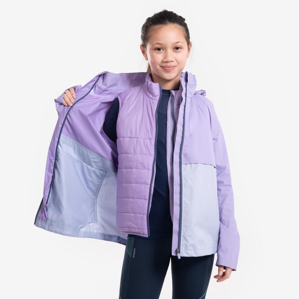 Laufjacke Kinder 3-in-1 wasserdicht herausnehmbare Innenjacke - blau 