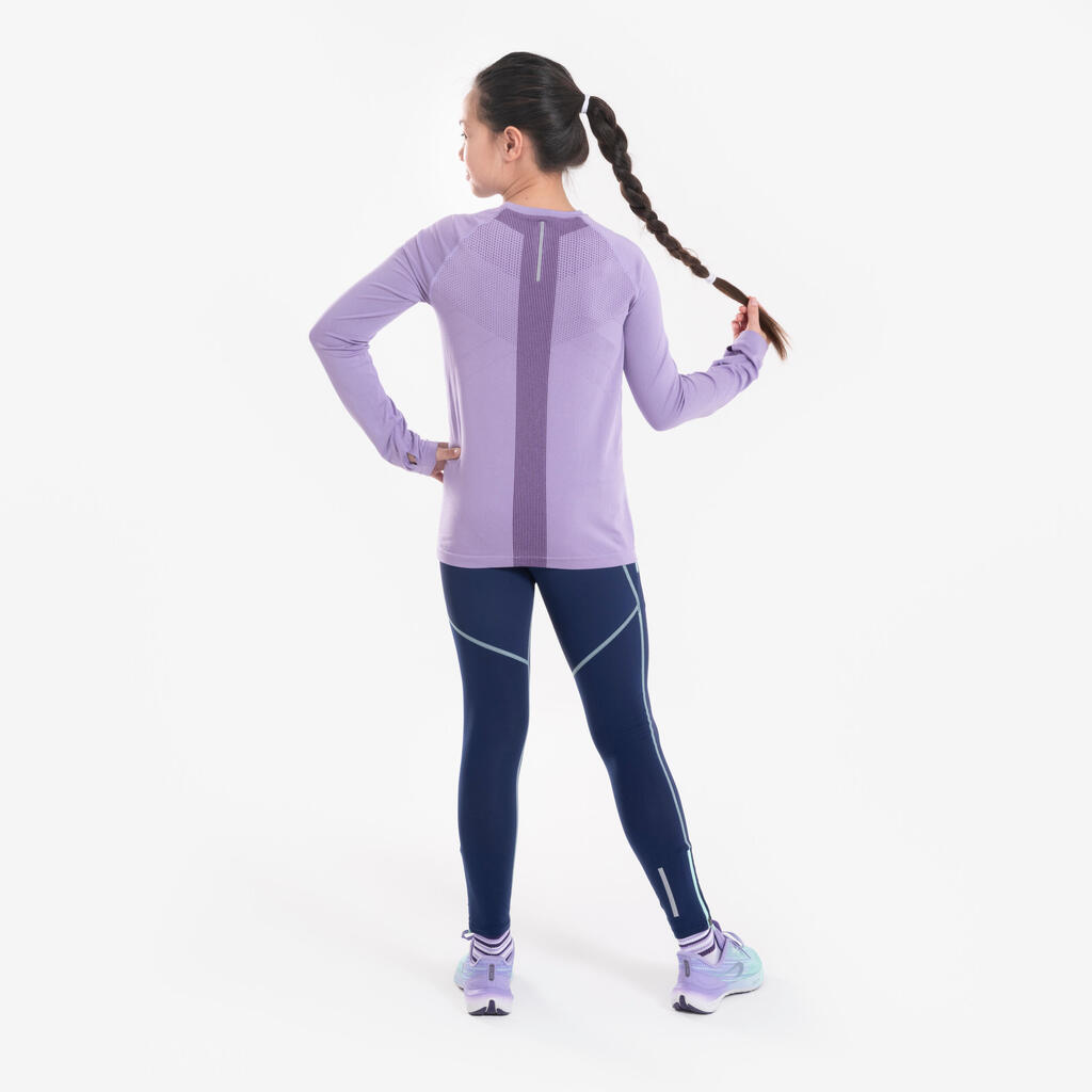 Girls' breathable KIPRUN DRY+ Zip 500 leggings - grey mauve