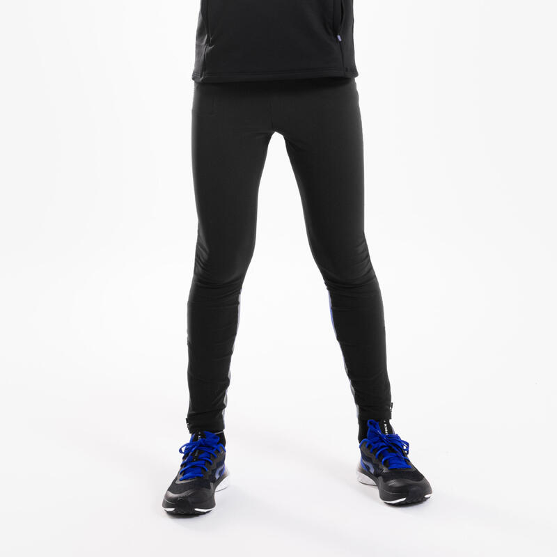 Collant de running Enfant zippé, KIPRUN DRY+ 900 noir