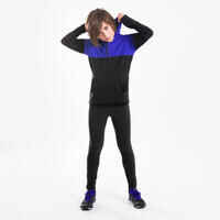 Children's long-sleeved warm running t-shirt, WARM+ 900 black/blue