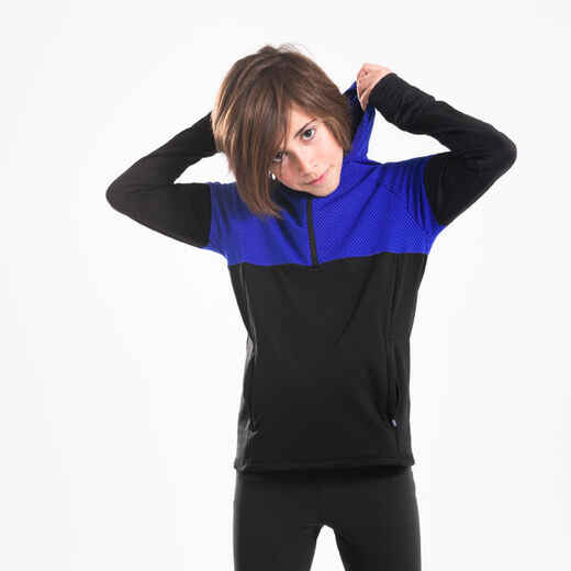 
      Children's long-sleeved warm running t-shirt, WARM+ 900 black/blue
  