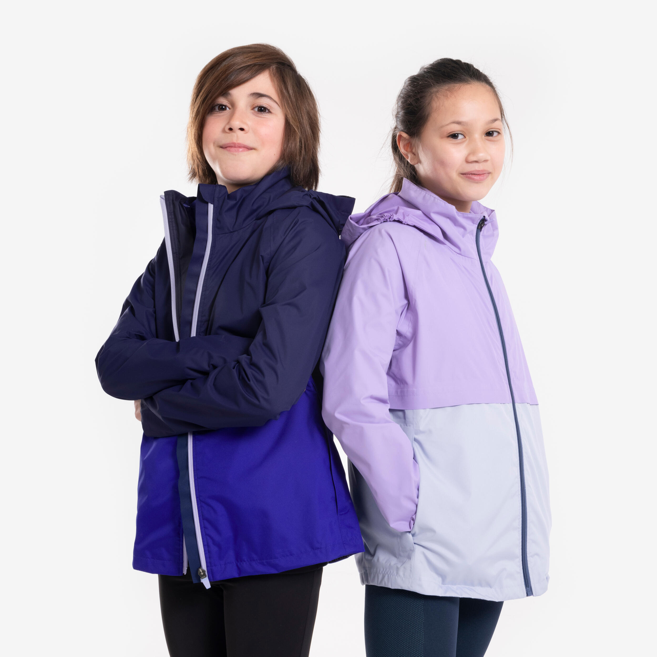 3 In 1 Children s Waterproof Running Jacket with Removable Padded Jacket Purple KIPRUN Decathlon