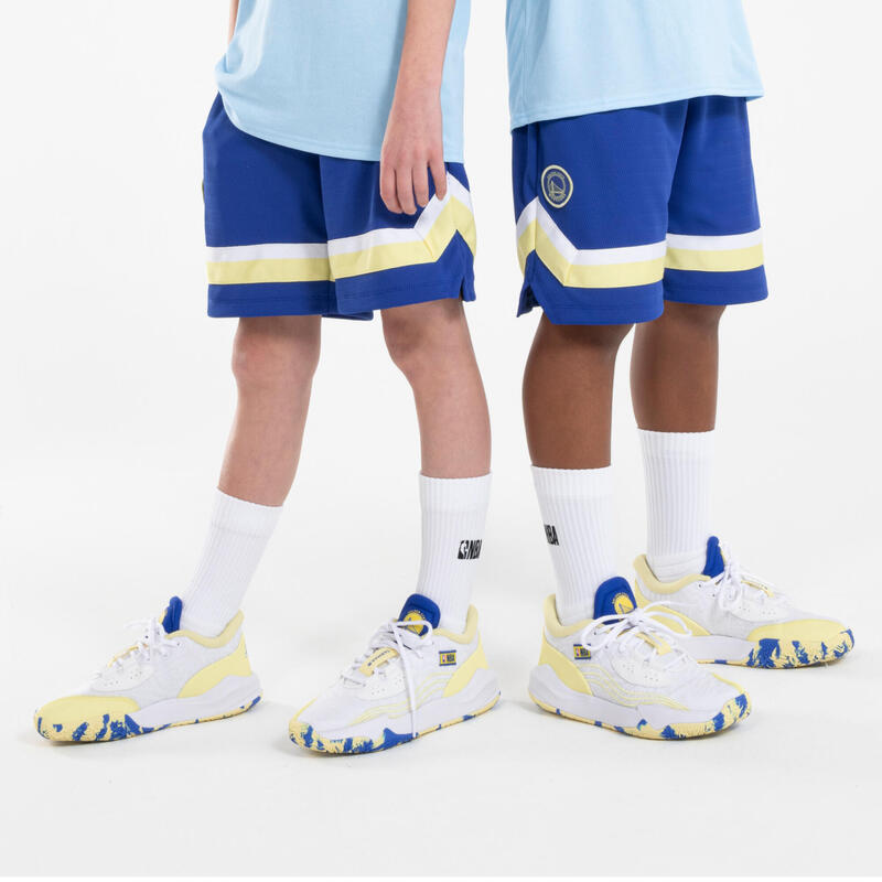 Pantalón Corto Baloncesto SH 900 NBA Warriors Niños Azul