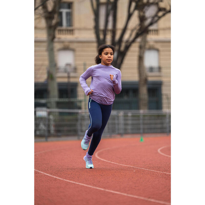 Lauftights lang Kinder Reissverschluss - Dry+ 900 dunkelblau/grün 