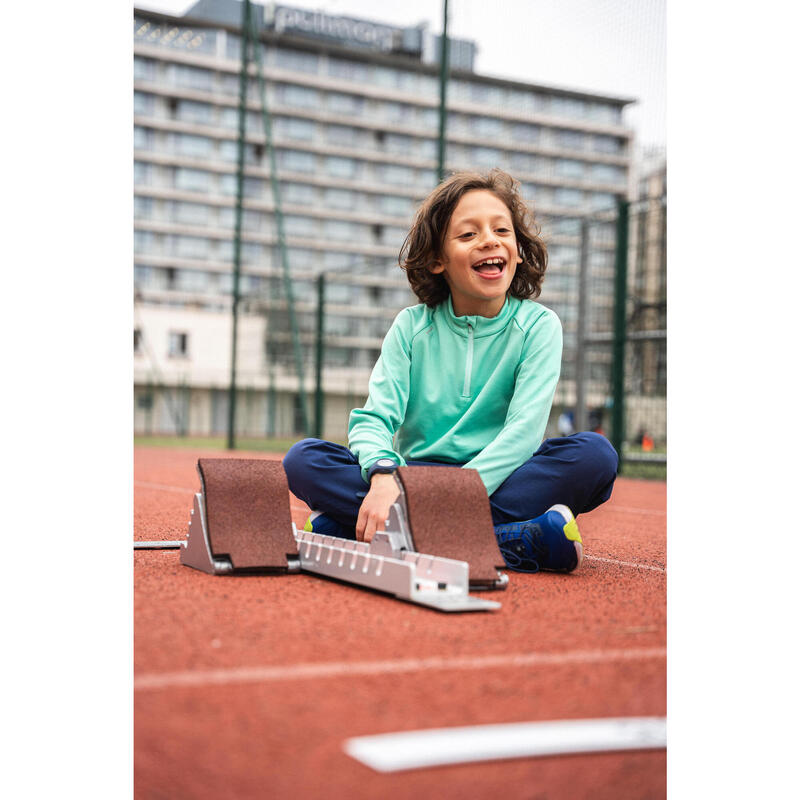 Laufshirt langarm warm 1/2 Reissverschluss Kinder Running - Warm 100 grün 