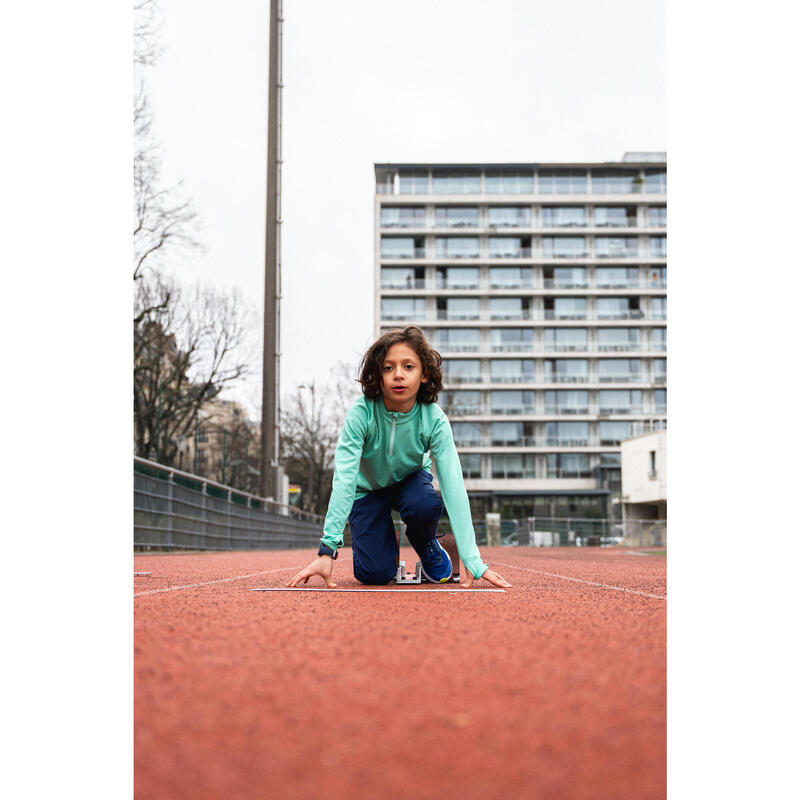 Laufshirt langarm warm 1/2 Reissverschluss Kinder Running - Warm 100 grün 