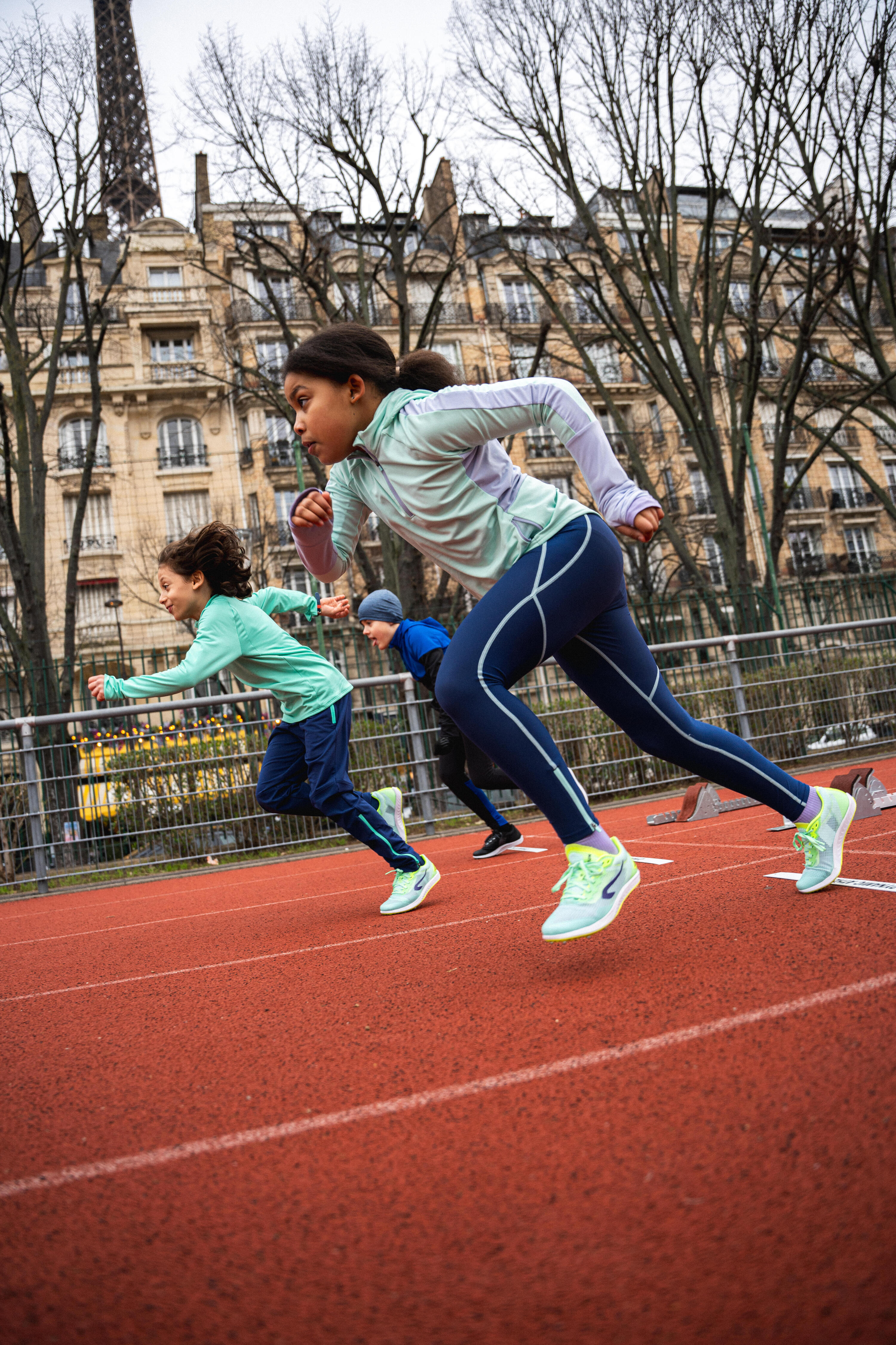 T-Shirt manches longues chaud avec zip fille, KIPRUN WARM+ 900 vert gris 10/15
