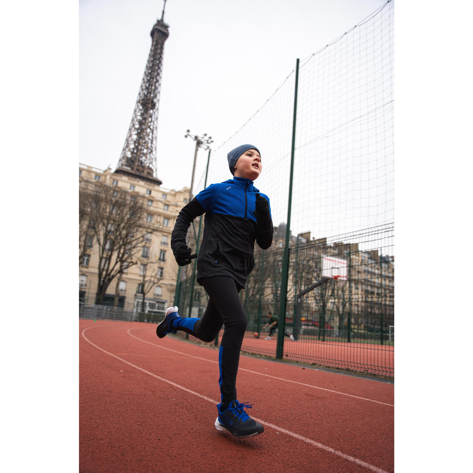 WATER-REPELLENT CHILDREN'S RUNNING HAT - KIPRUN BEANY DARK BLUE