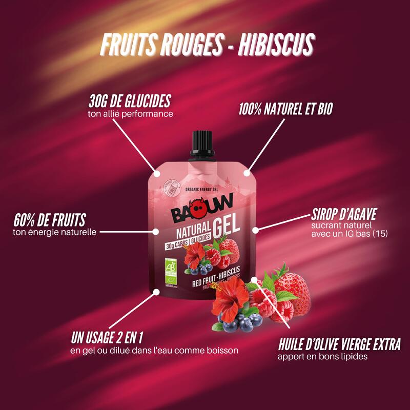 Gel énergétique BIO fruits rouges hibiscus - 85g