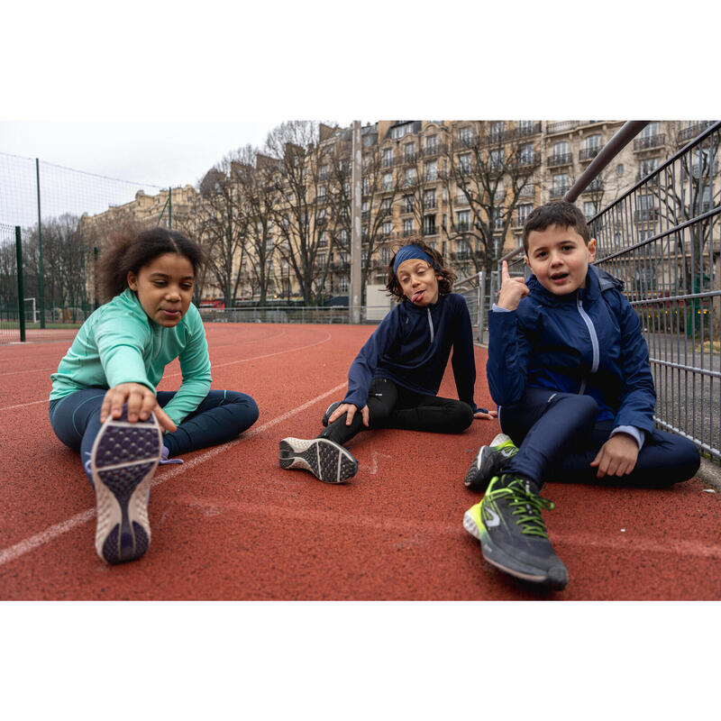Laufshirt langarm Kinder 1/2 Reissverschluss - 100 Warm dunkelblau 