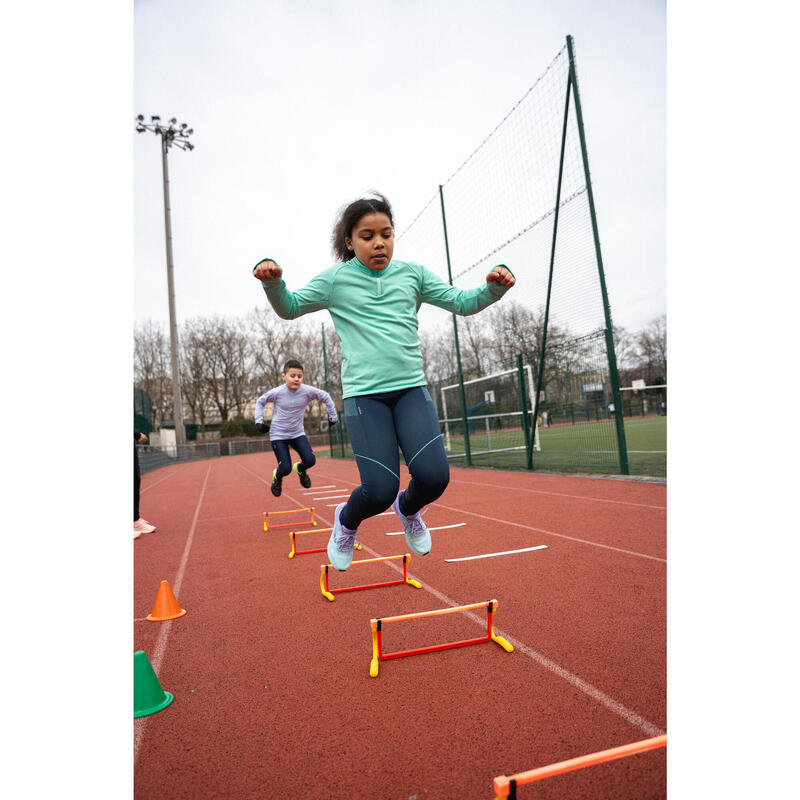 Lauftights lang Kinder nahtlos - Care 500 blau/grün 