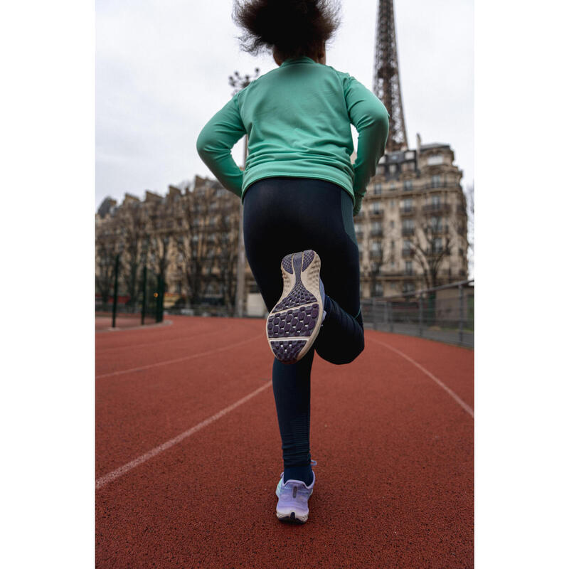 Lauftights lang Kinder nahtlos - Care 500 blau/grün 