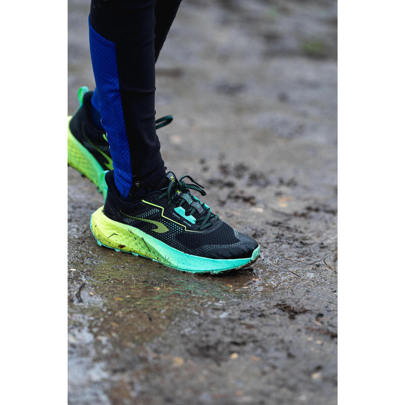 Scarpe trail e cross country bambino K 500 GRIP nero-verde