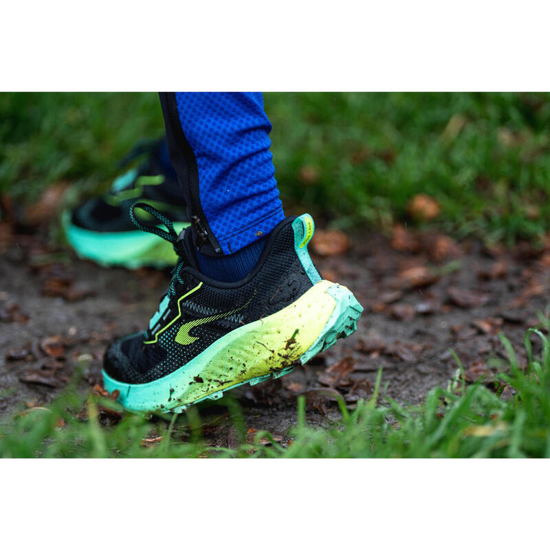 Scarpe trail e cross country bambino K 500 GRIP nero-verde