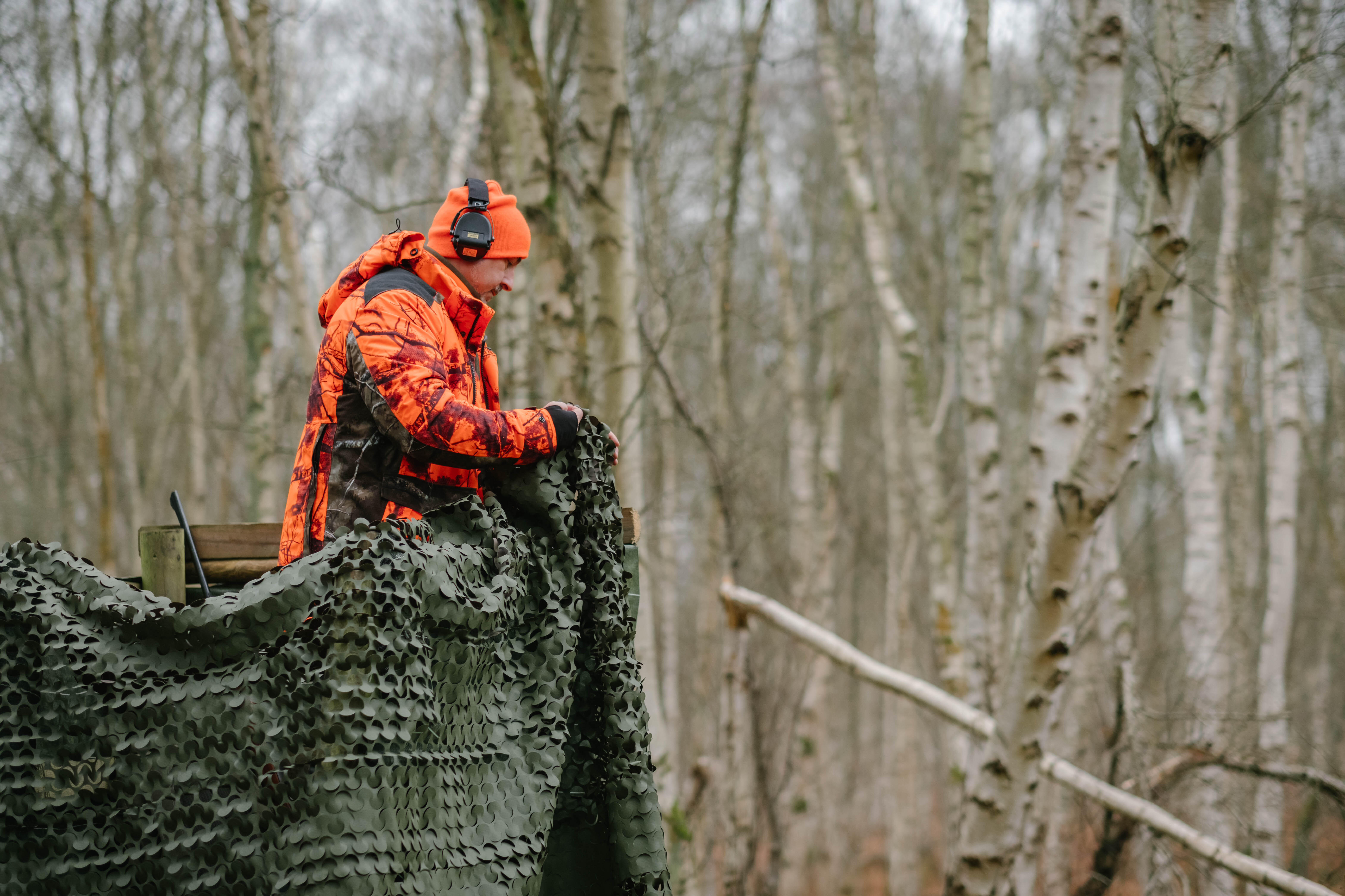 HUNTING SILENT WARM WATERPROOF JACKET NEON TREEMETIC HIDE 500