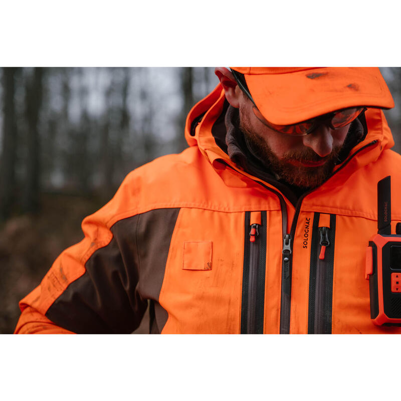 Veste chasse impermeable renfort fluo 900 becasse