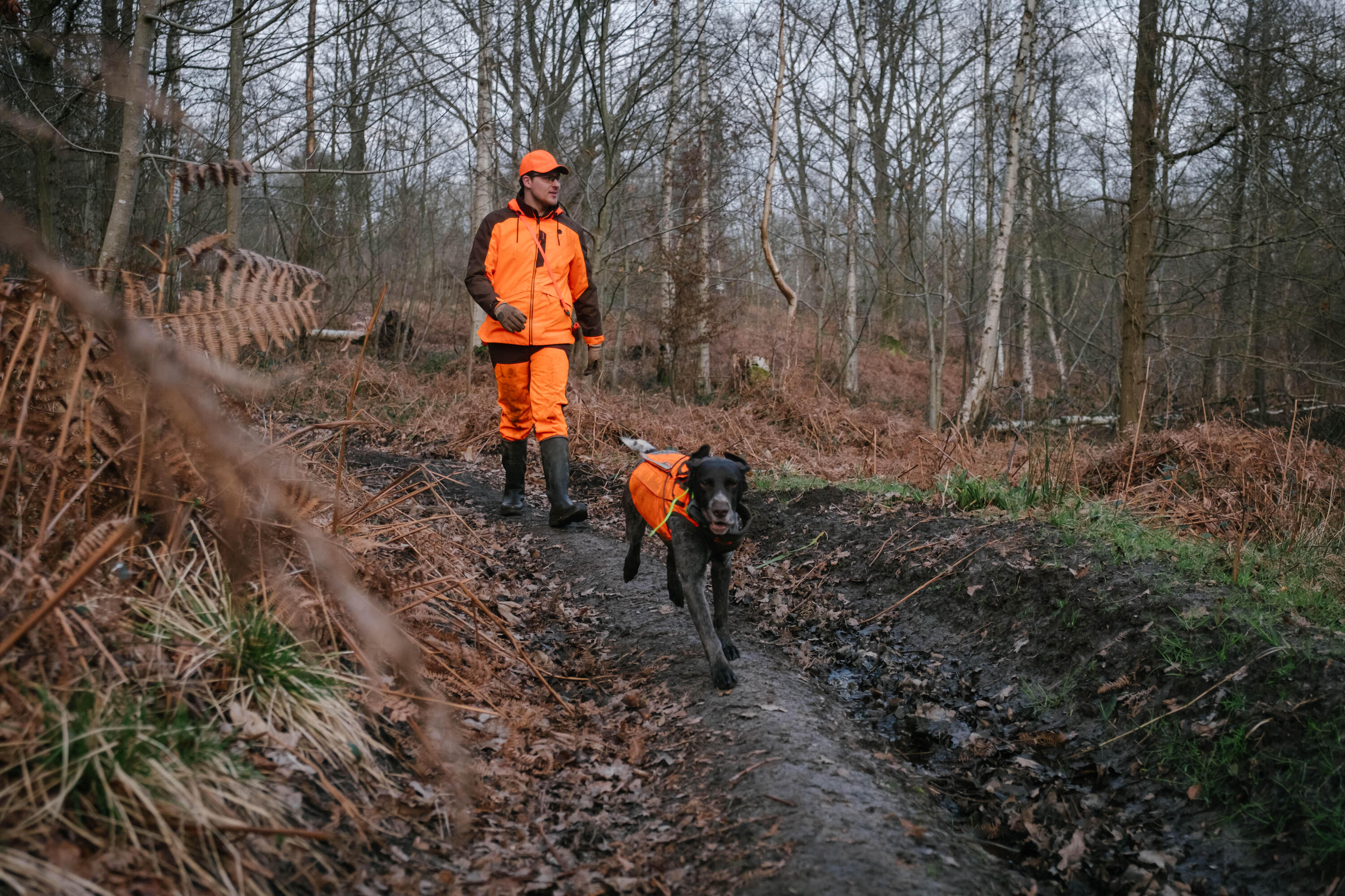 Verstärkte Hose wasserdicht Wald 500 Orange/Braun 7/7