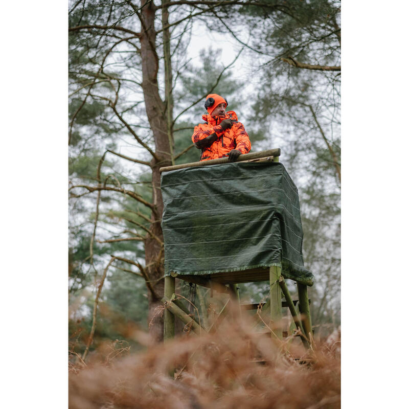 Jagdjacke Regenjacke 500 warm geräuscharm Treemetic Orange 