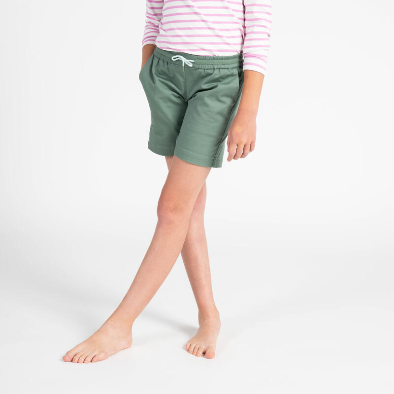 Segelshorts Kinder Mädchen - Sailing 100 khaki