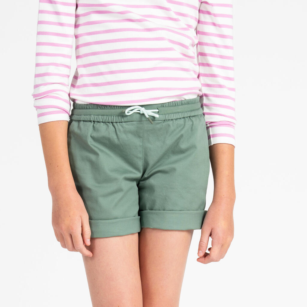 Kids girls sailing shorts 100 khaki