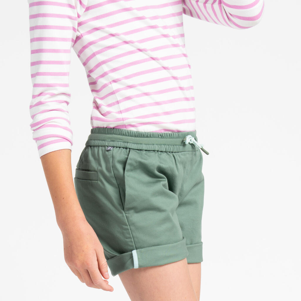 Kids girls sailing shorts 100 khaki