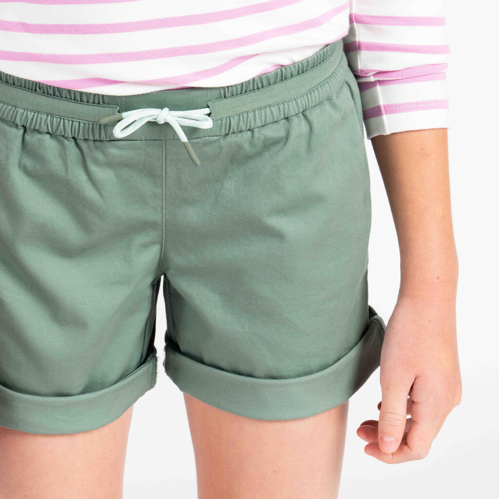 Kids girls sailing shorts 100 khaki