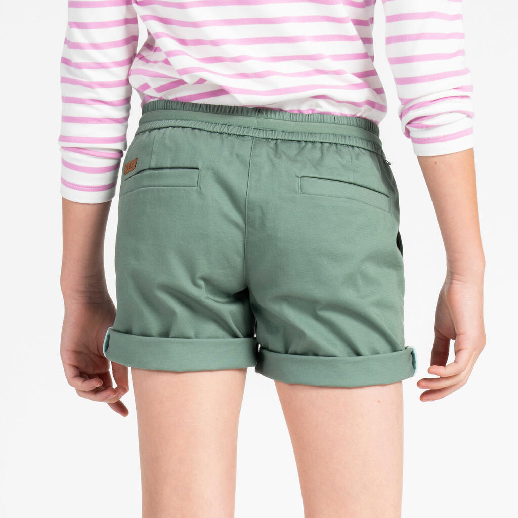 Kids girls sailing shorts 100 khaki