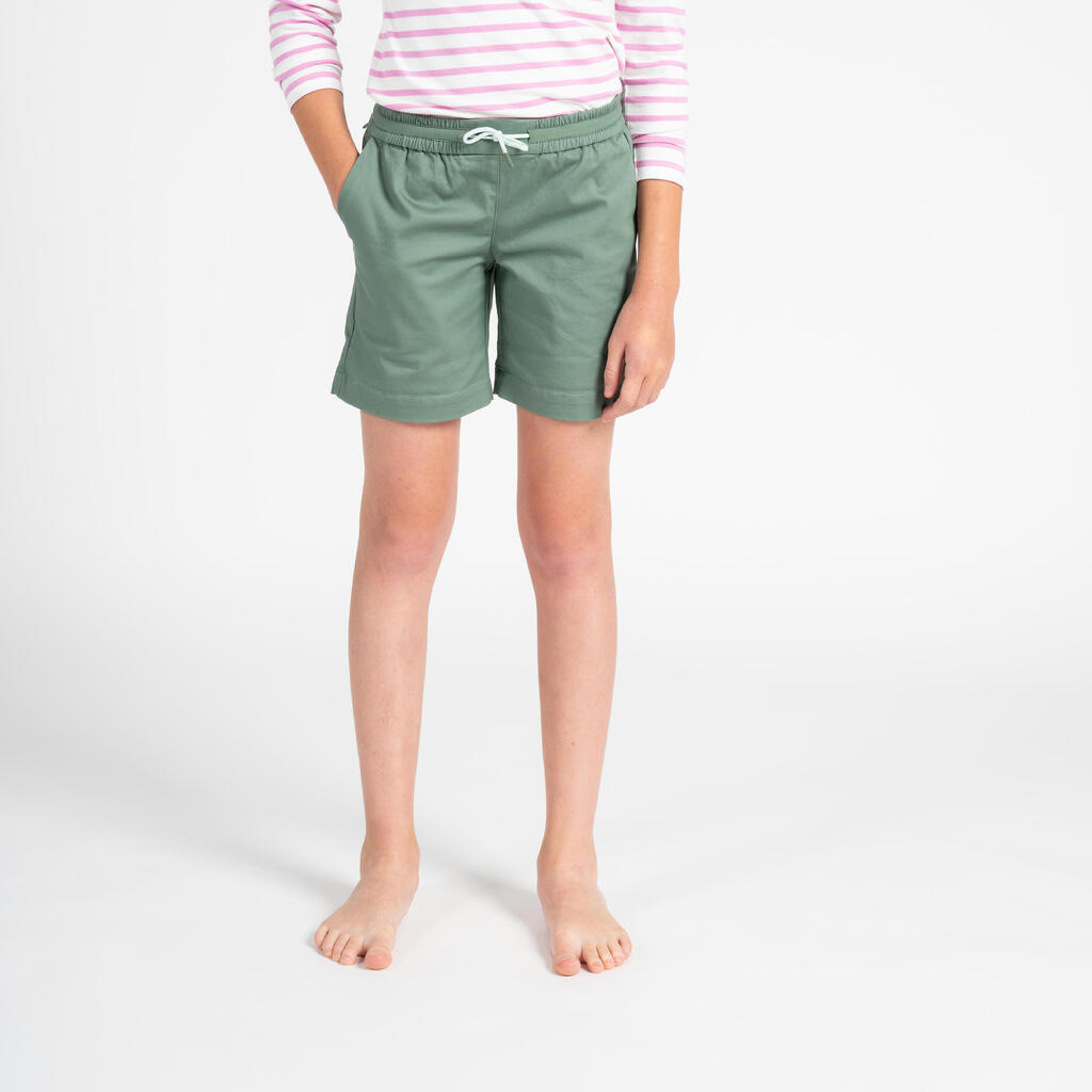 Kids girls sailing shorts 100 khaki