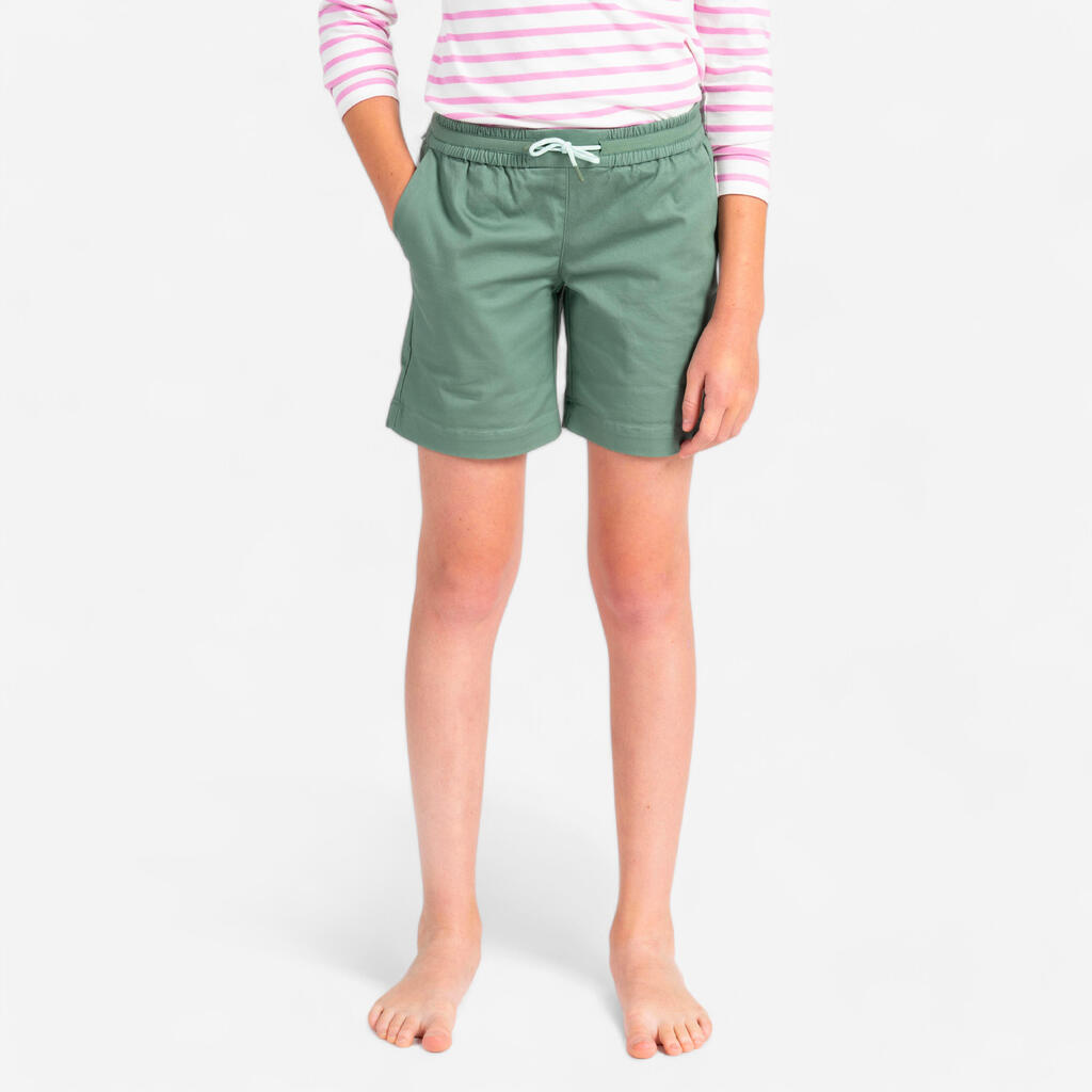 Kids girls sailing shorts 100 khaki